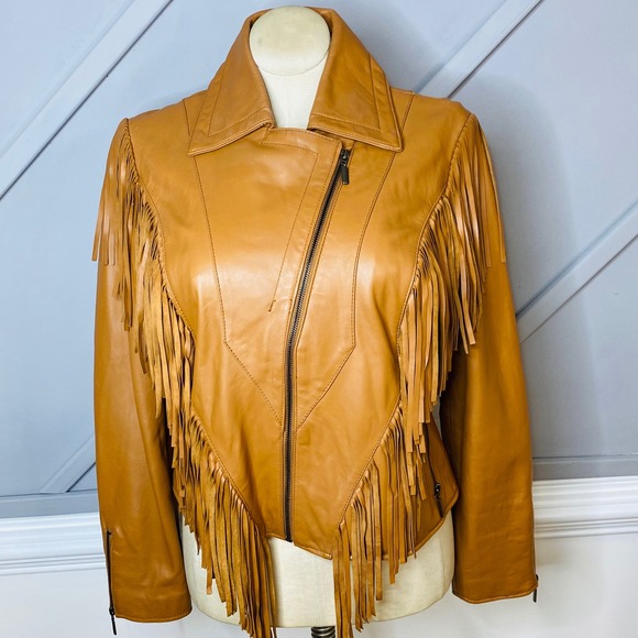 Joseph Israel New York Lamb Leather Western Fringe Jacket Women's Size L - Picture 2 of 10